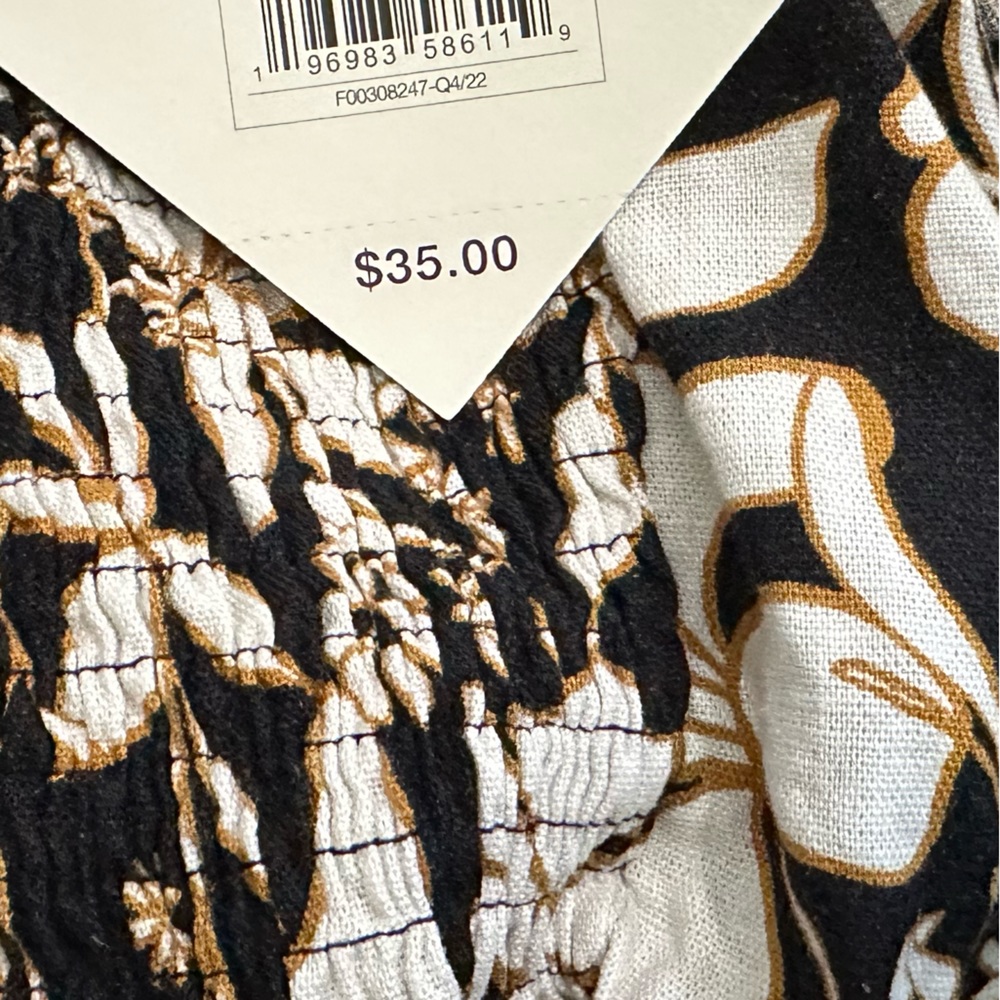 2/$20   Ava & Viv Ruffle Empire Waist Dress - Black Floral - Picture 4 of 5